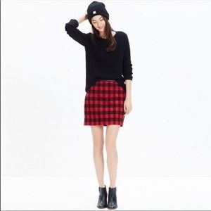 Madewell NWT Buffalo Plaid Skirt Red Black Plaid